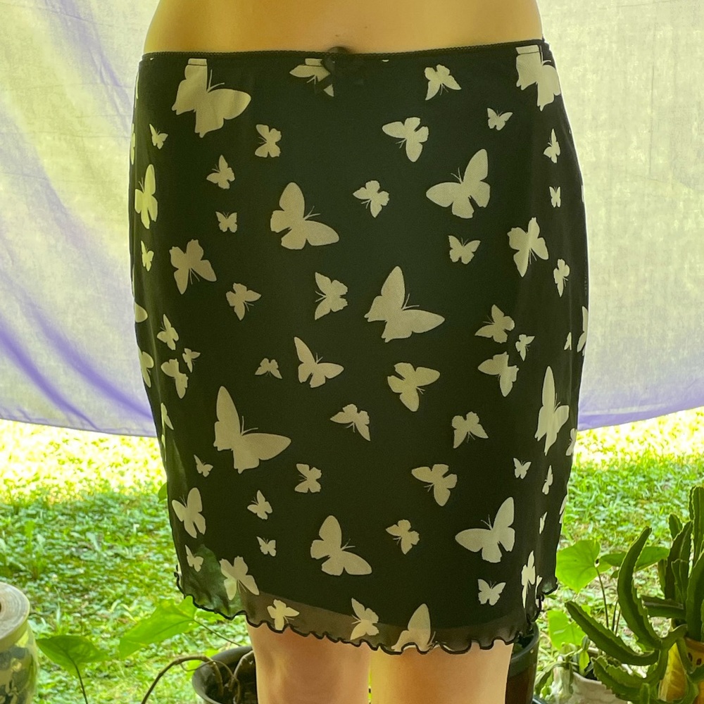 Wild Fable (Large) black with white butterflies mini skirt.